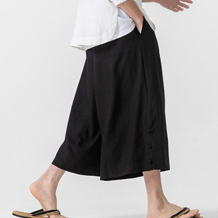 Pantalon décontracté ample à boutons Buddha Stones pour homme, coupe ample, en coton, longueur 7-8, avec poches - image 22
