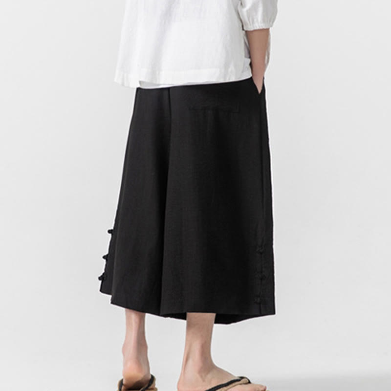 Pantalon décontracté ample à boutons Buddha Stones pour homme, coupe ample, en coton, longueur 7-8, avec poches - image 19