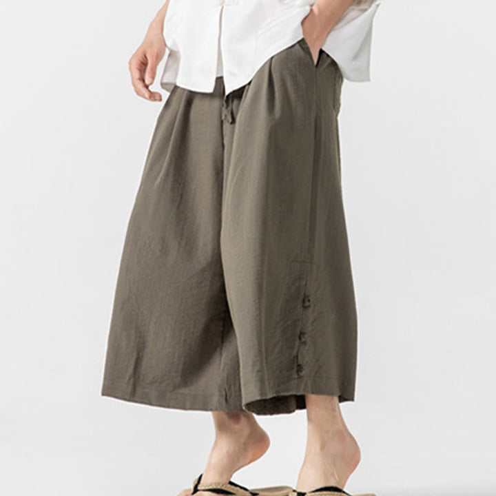 Pantalon décontracté ample à boutons Buddha Stones pour homme, coupe ample, en coton, longueur 7-8, avec poches - Olive - US/UK/AU46，EU56 (5XL) - image 25