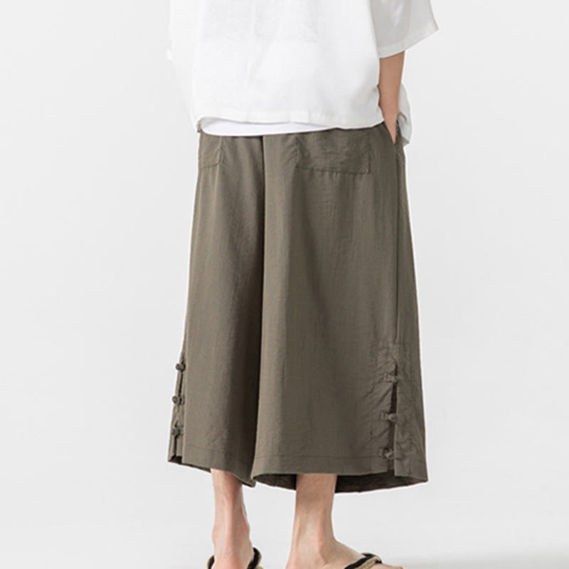 Pantalon décontracté ample à boutons Buddha Stones pour homme, coupe ample, en coton, longueur 7-8, avec poches - image 29