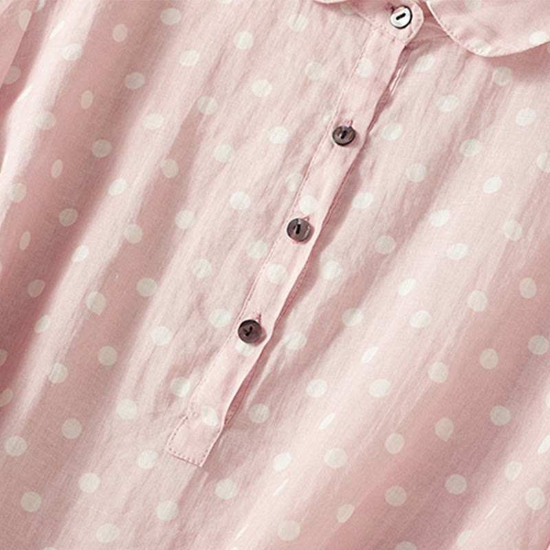 Robe mi-longue en polyester à pois et boutons, avec poches, style printemps, Buddha Stones - image 13