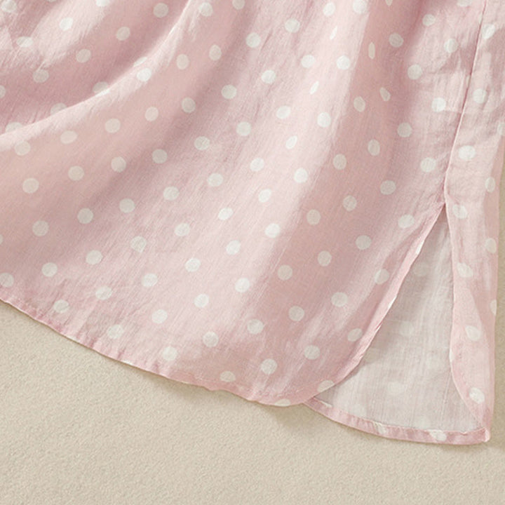 Robe mi-longue en polyester à pois et boutons, avec poches, style printemps, Buddha Stones - image 11