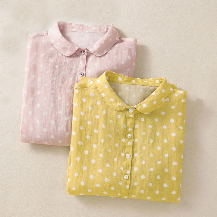 Robe mi-longue en polyester à pois et boutons, avec poches, style printemps, Buddha Stones - image 21