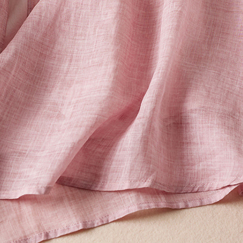 Robe mi-longue en fibre de coton à col ras du cou et manches mi-longues, brodée de feuilles et de Buddha Stones - image 21