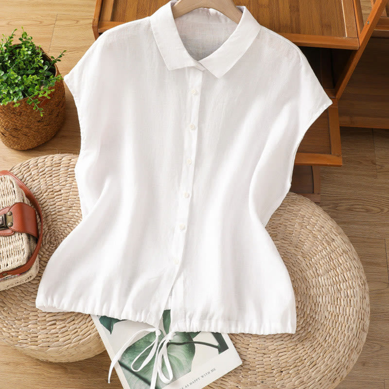 Chemise d'été unie à manches courtes pour femme avec boutons et motif Buddha Stones - Blanc - US14，UK/AU18，EU46 (2XL) - image 8