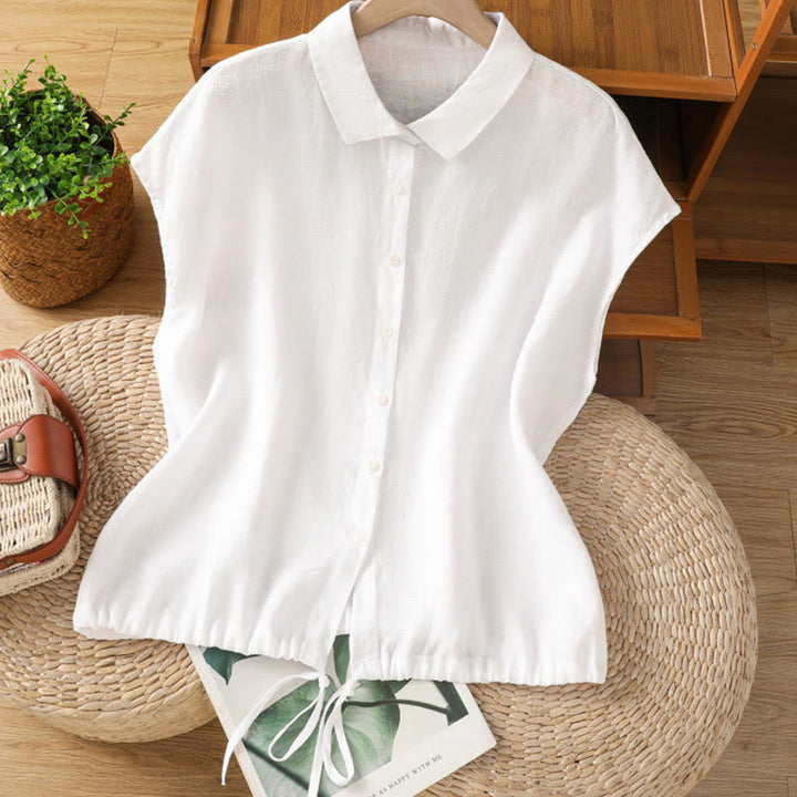 Chemise d'été unie à manches courtes pour femme avec boutons et motif Buddha Stones - Blanc - US14，UK/AU18，EU46 (2XL) - image 8