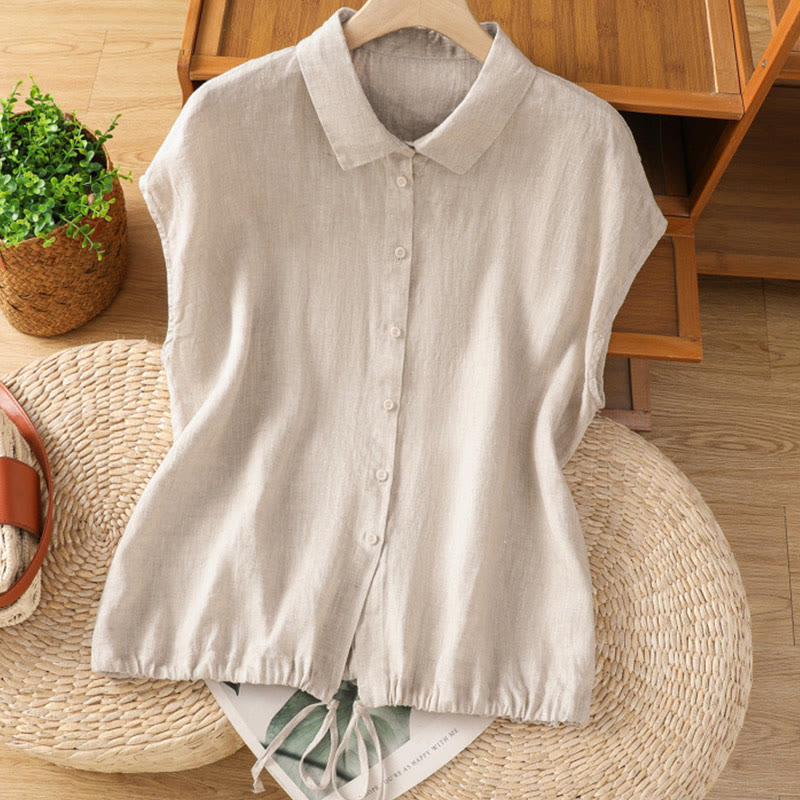 Chemise d'été unie à manches courtes pour femme avec boutons et motif Buddha Stones - Lin - US14，UK/AU18，EU46 (2XL) - image 23