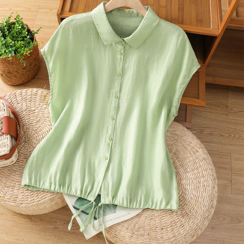 Chemise d'été en coton à manches courtes et boutons pour femme Motif Buddha Stones - Vert clair - US14，UK/AU18，EU46 (2XL) - image 16