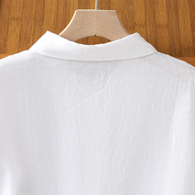 Chemise d'été unie à manches courtes pour femme avec boutons et motif Buddha Stones - image 11