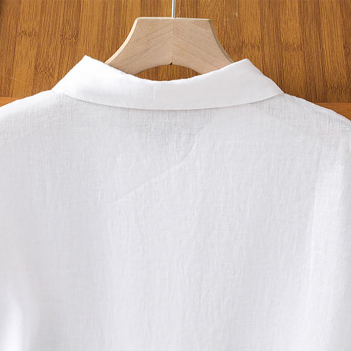 Chemise d'été unie à manches courtes pour femme avec boutons et motif Buddha Stones - image 11