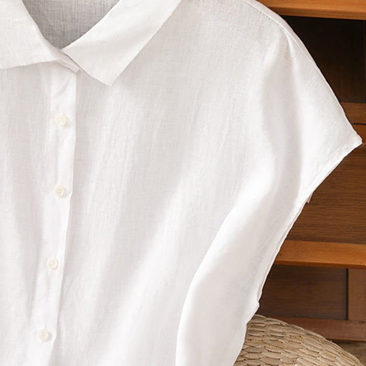 Chemise d'été unie à manches courtes pour femme avec boutons et motif Buddha Stones - image 12