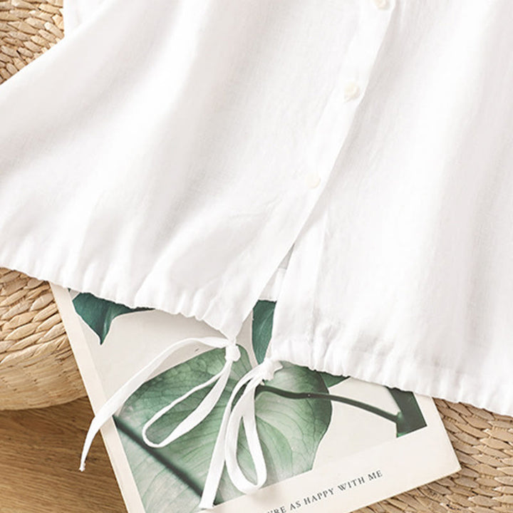 Chemise d'été unie à manches courtes pour femme avec boutons et motif Buddha Stones - image 13