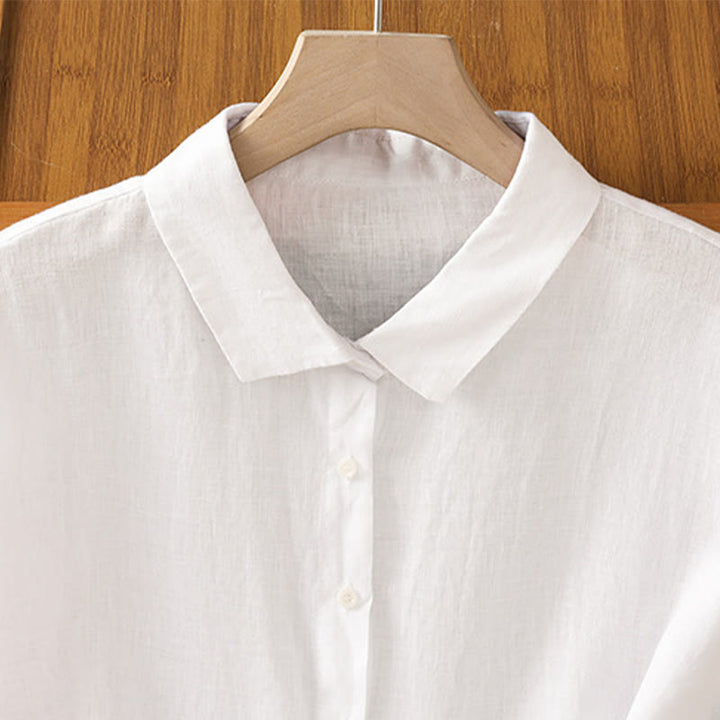 Chemise d'été unie à manches courtes pour femme avec boutons et motif Buddha Stones - image 10