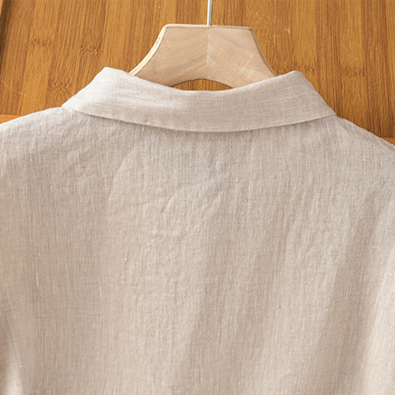 Chemise d'été unie à manches courtes pour femme avec boutons et motif Buddha Stones - image 26