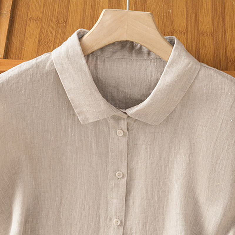 Chemise d'été unie à manches courtes pour femme avec boutons et motif Buddha Stones - image 25