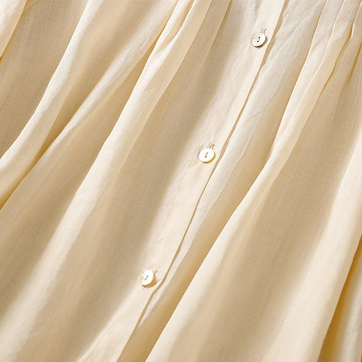 Chemise en coton à col rond et manches trois-quarts pour femme avec boutons et Buddha Stones - image 19