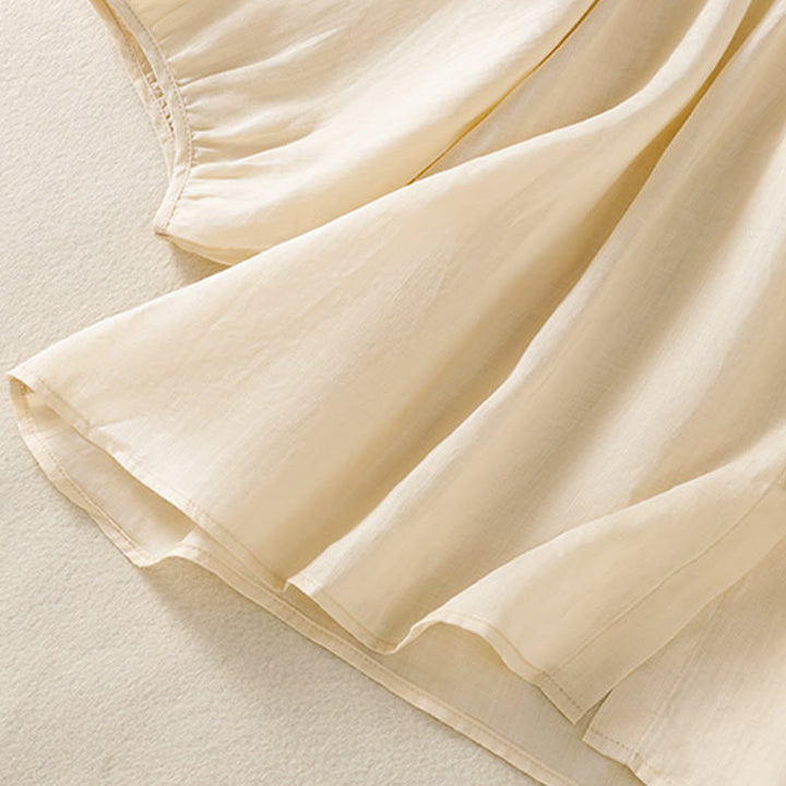 Chemise en coton à col rond et manches trois-quarts pour femme avec boutons et Buddha Stones - image 20