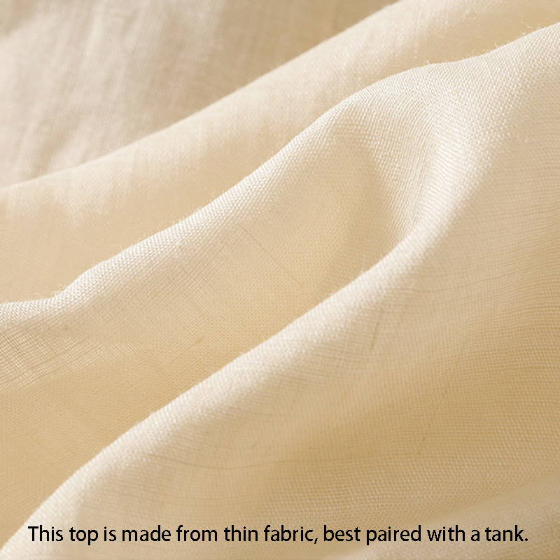 Chemise en coton à col rond et manches trois-quarts pour femme avec boutons et Buddha Stones - image 23