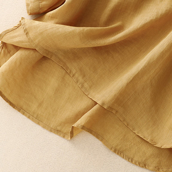 Chemise en coton à manches courtes et col rond pour femme, broderie Buddha Stones Line - image 23