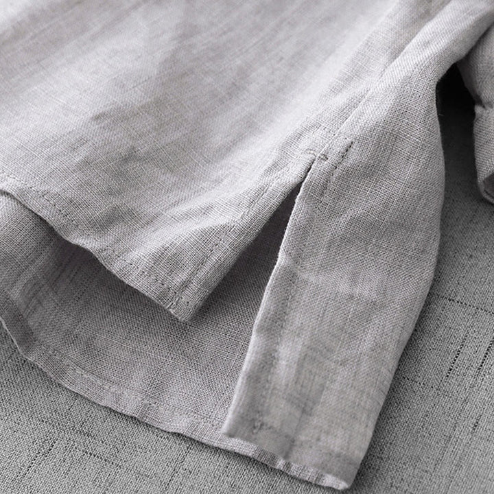 Chemise en coton à col ras du cou et manches trois-quarts pour femme, motif Buddha Stones uni, boutonné et plissé - image 28
