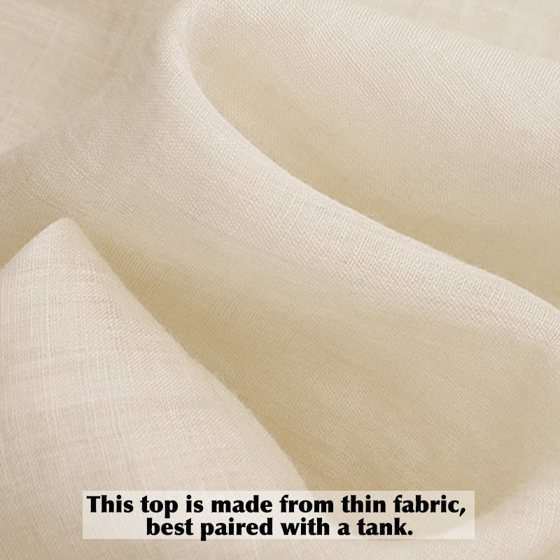 Chemise en coton Buddha Stones à fleurs et feuilles vertes brodées, col ras du cou et manches trois-quarts pour femme - image 11