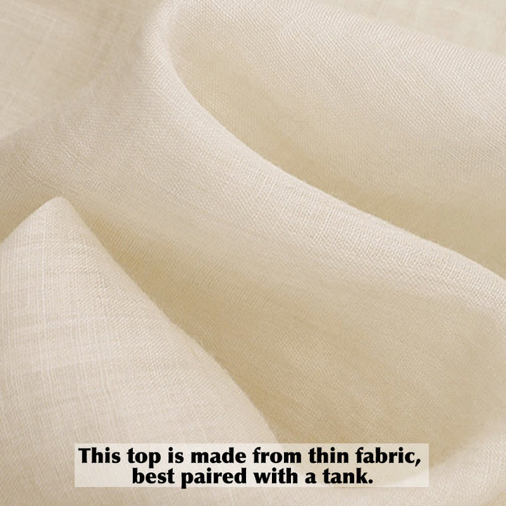 Chemise en coton Buddha Stones à fleurs et feuilles vertes brodées, col ras du cou et manches trois-quarts pour femme - image 11