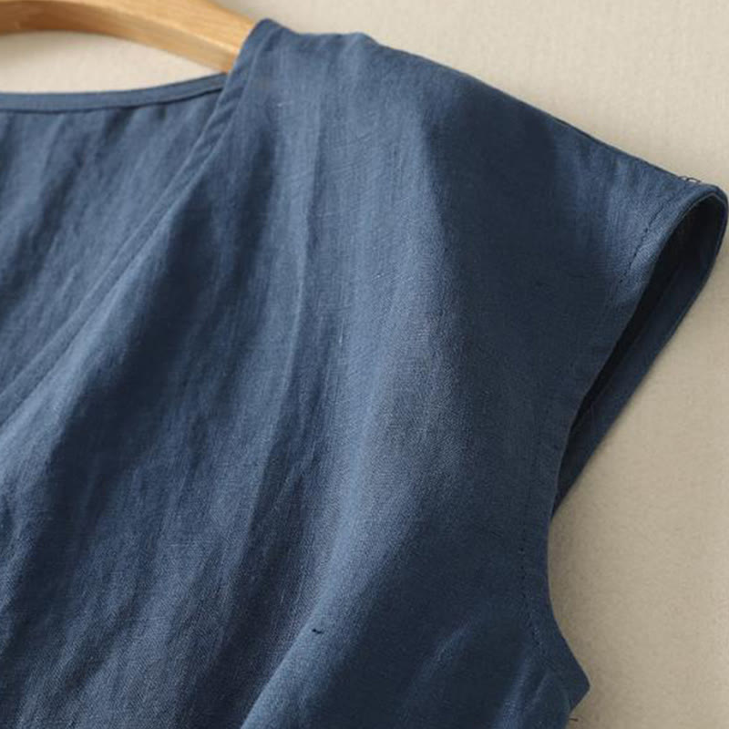 Gilet sans manches en coton pour femme, col en V, style rétro, motif Buddha Stones - image 4