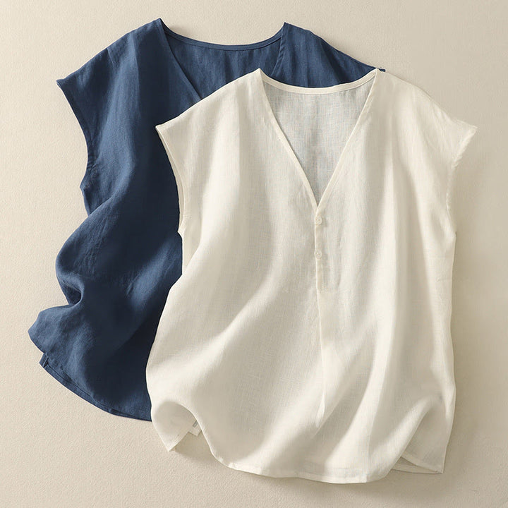 Gilet sans manches en coton pour femme, col en V, style rétro, motif Buddha Stones - image 1