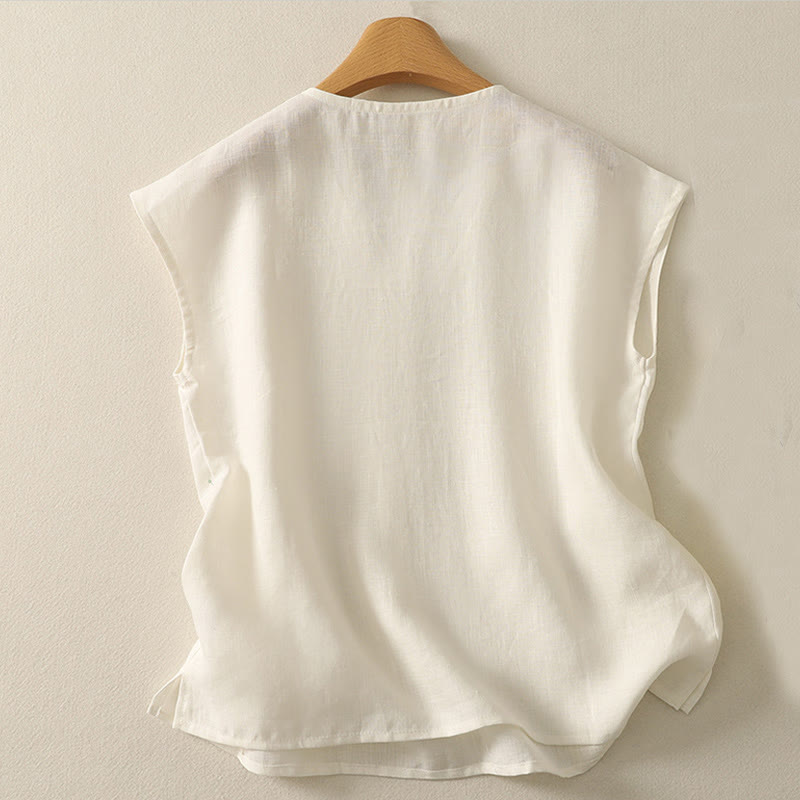 Gilet sans manches en coton pour femme, col en V, style rétro, motif Buddha Stones - image 7