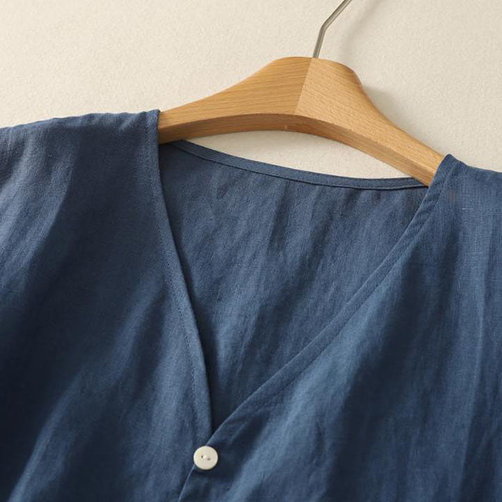 Gilet sans manches en coton pour femme, col en V, style rétro, motif Buddha Stones - image 2