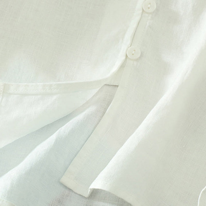 Chemise femme à manches mi-longues et col en V avec boutons unis Buddha Stones - image 14