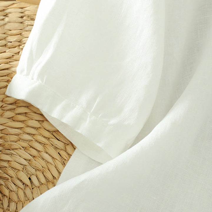 Chemise femme à manches mi-longues et col en V avec boutons unis Buddha Stones - image 10