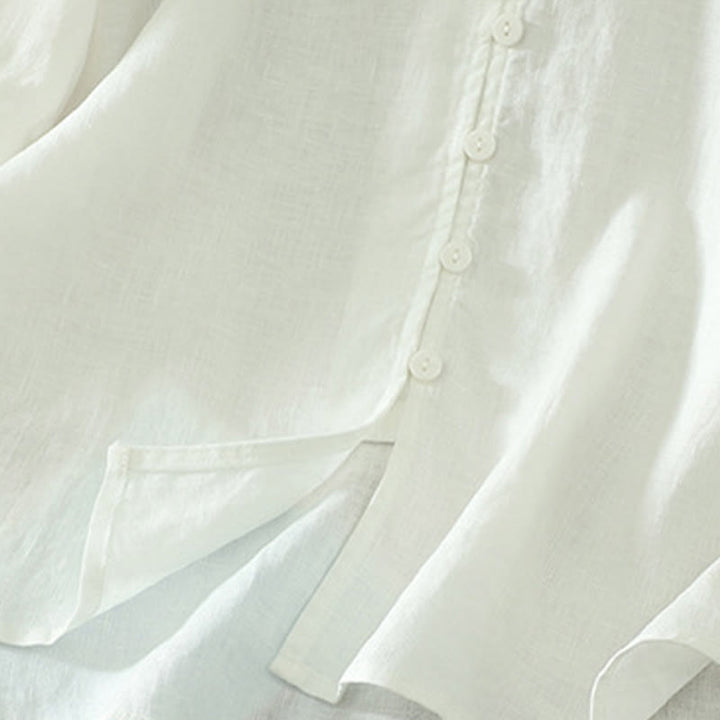 Chemise femme à manches mi-longues et col en V avec boutons unis Buddha Stones - image 14