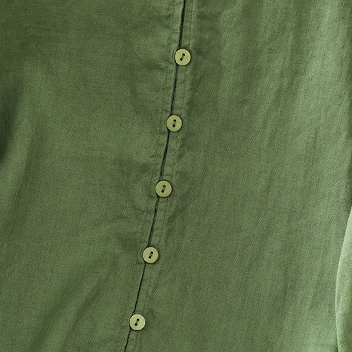 Chemise femme à manches mi-longues et col en V avec boutons unis Buddha Stones - image 18