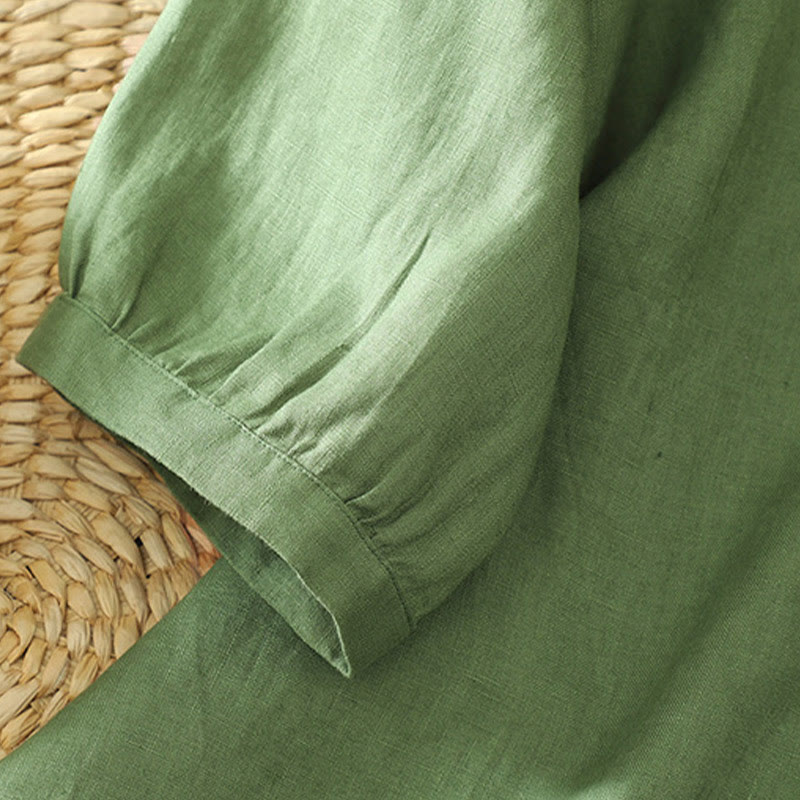 Chemise femme à manches mi-longues et col en V avec boutons unis Buddha Stones - image 20