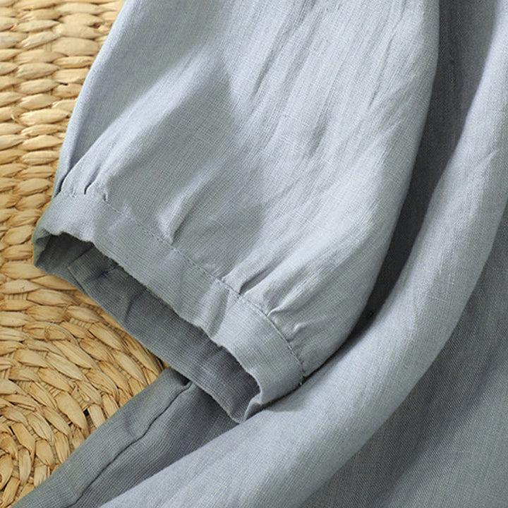 Chemise femme à manches mi-longues et col en V avec boutons unis Buddha Stones - image 25