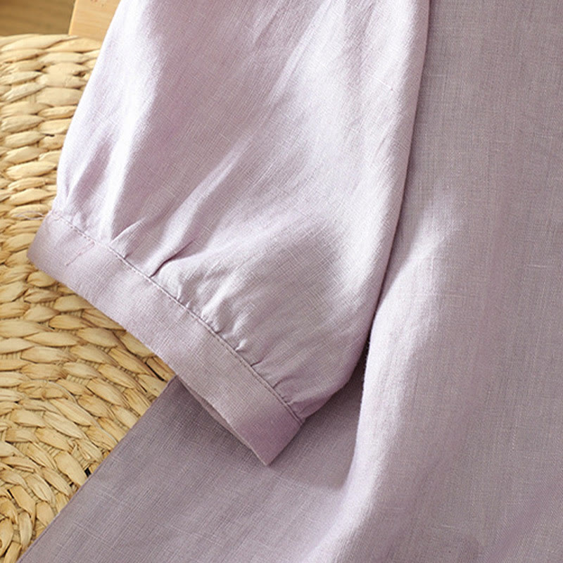 Chemise femme à manches mi-longues et col en V avec boutons unis Buddha Stones - image 31
