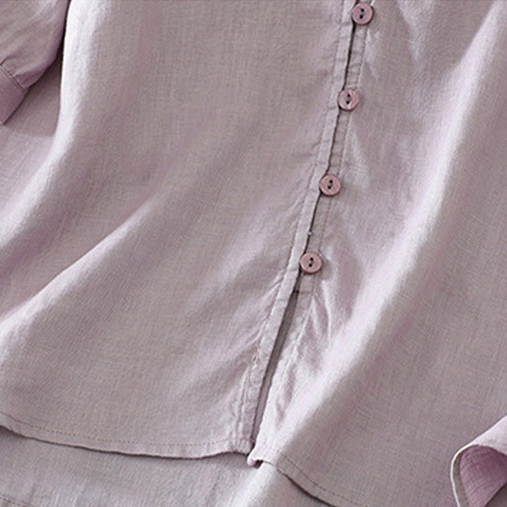 Chemise femme à manches mi-longues et col en V avec boutons unis Buddha Stones - image 29