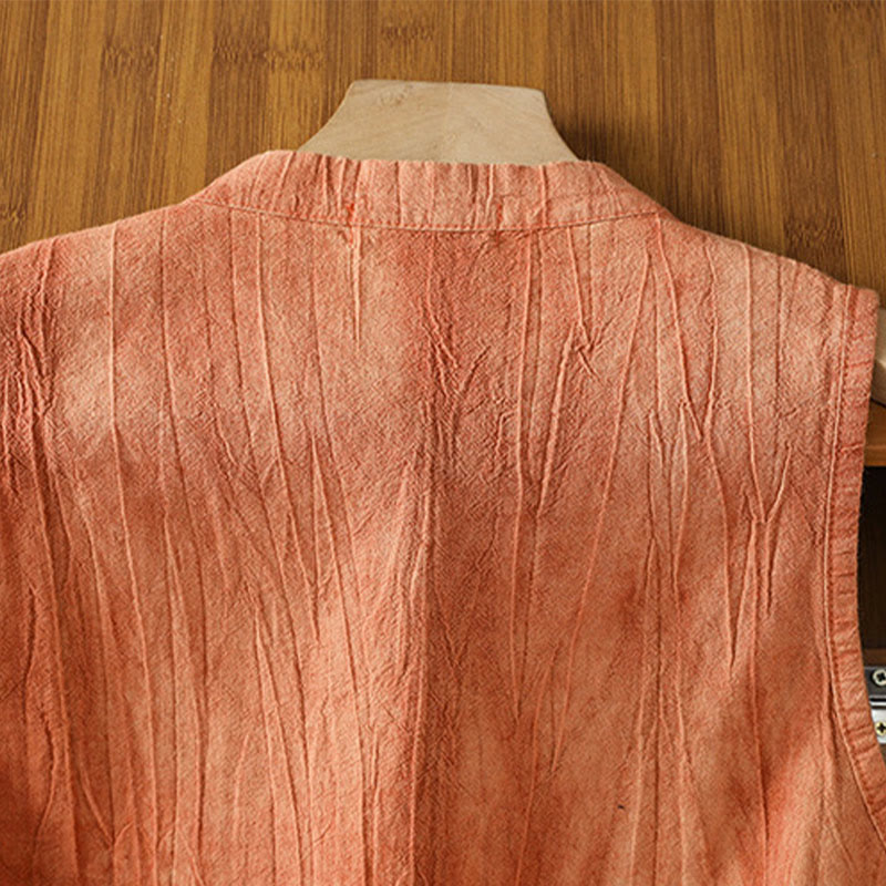 Gilet sans manches en coton pour femme, motif rétro à boutons grenouilles et Buddha Stones - image 4