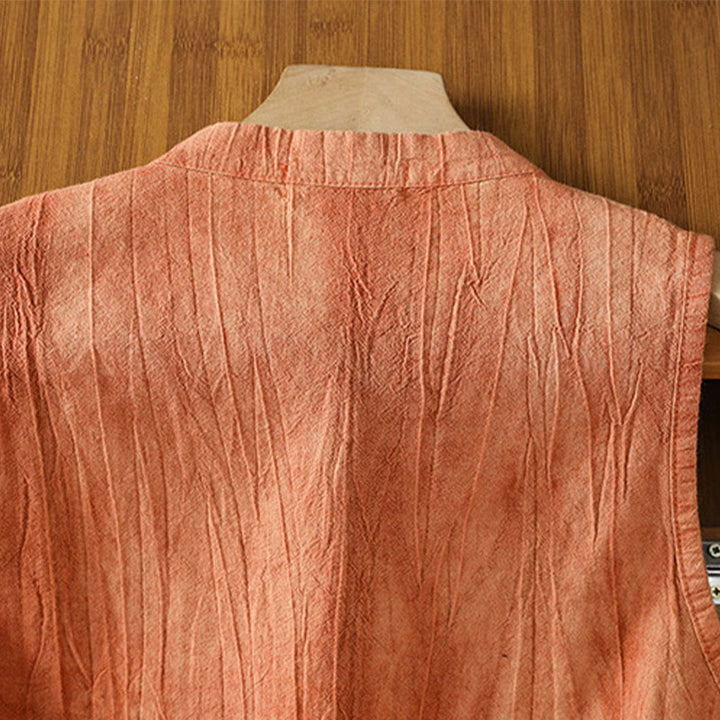 Gilet sans manches en coton pour femme, motif rétro à boutons grenouilles et Buddha Stones - image 4