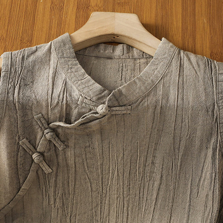 Gilet sans manches en coton pour femme, motif rétro à boutons grenouilles et Buddha Stones - image 19