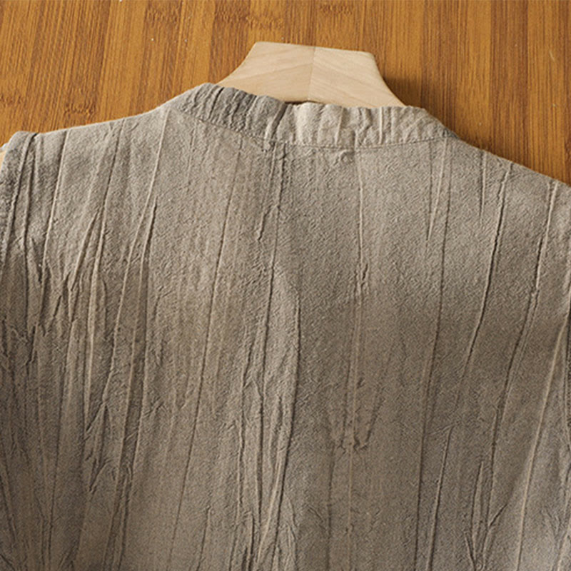 Gilet sans manches en coton pour femme, motif rétro à boutons grenouilles et Buddha Stones - image 20