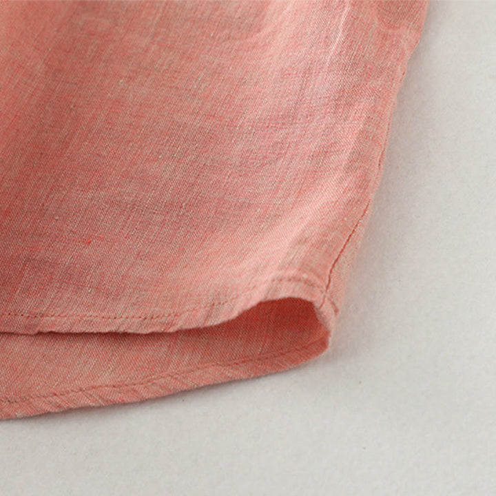 Chemise décontractée à manches mi-longues en coton et lin pour femme avec boutons unis et motif Buddha Stones - image 16