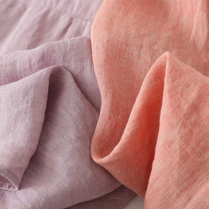 Chemise décontractée à manches mi-longues en coton et lin pour femme avec boutons unis et motif Buddha Stones - image 21