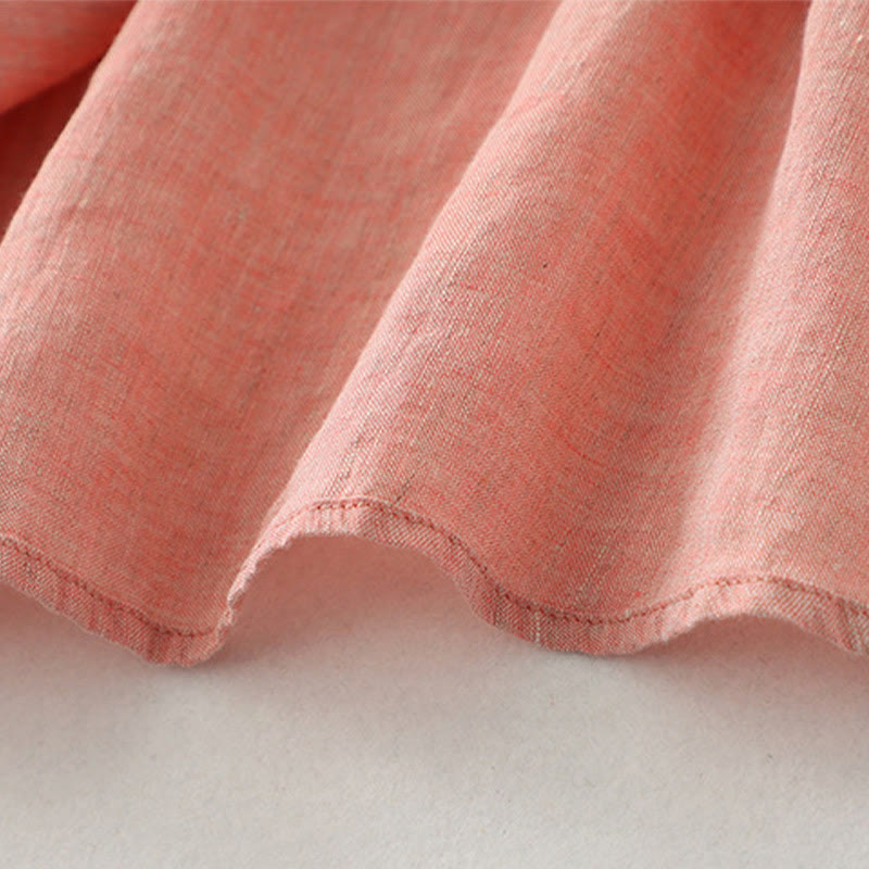 Chemise décontractée à manches mi-longues en coton et lin pour femme avec boutons unis et motif Buddha Stones - image 17