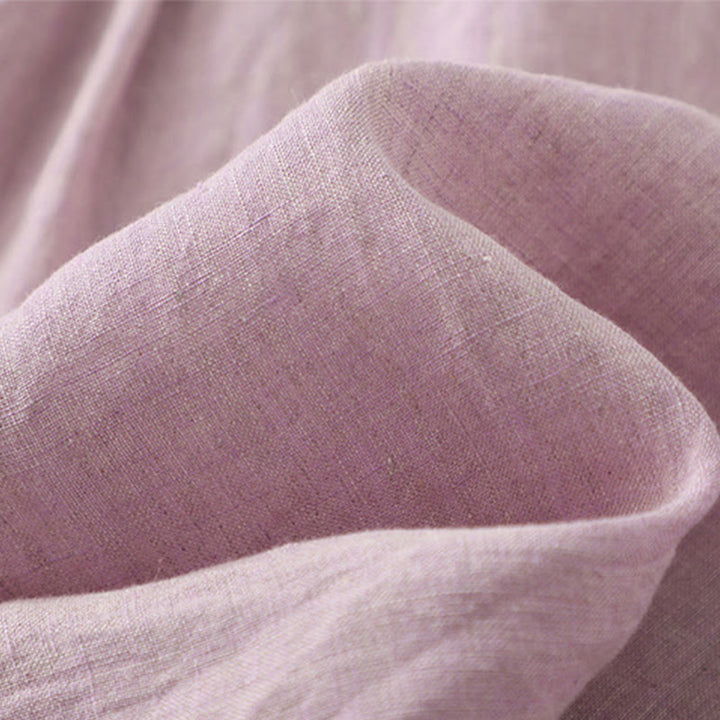 Chemise décontractée à manches mi-longues en coton et lin pour femme avec boutons unis et motif Buddha Stones - image 7