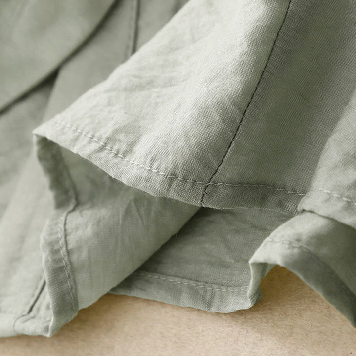 Chemise d'été en coton à manches courtes et lacets Buddha Stones pour femme - image 15