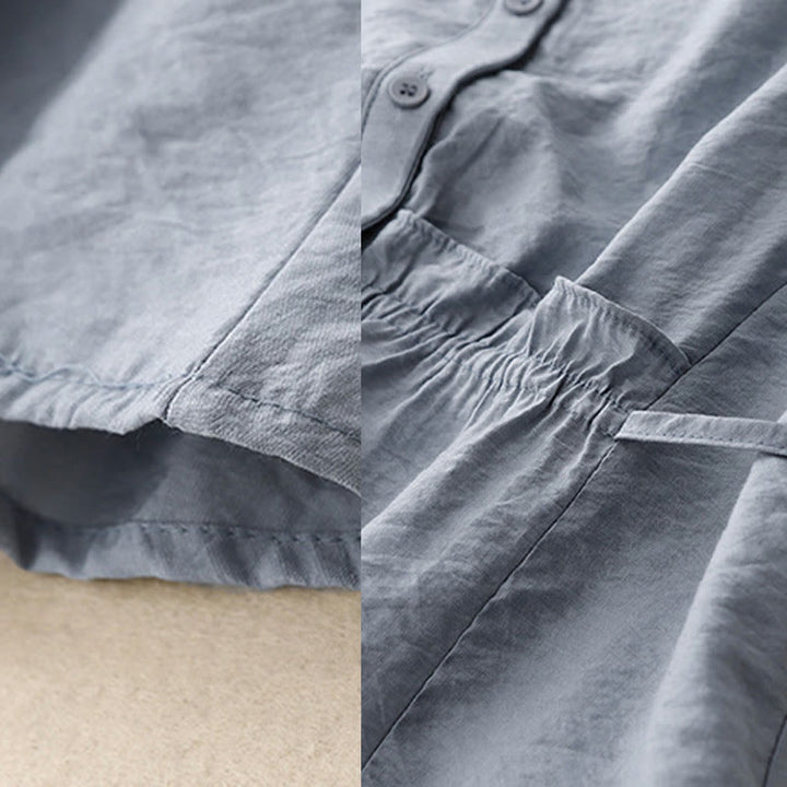 Chemise d'été en coton à manches courtes et lacets Buddha Stones pour femme - image 6