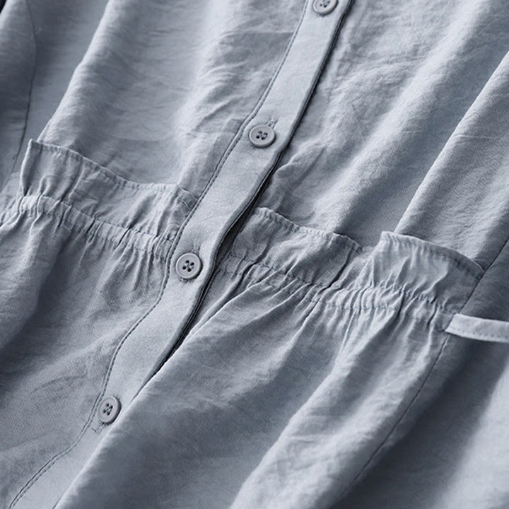 Chemise d'été en coton à manches courtes et lacets Buddha Stones pour femme - image 7