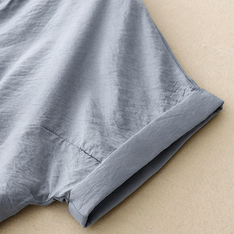 Chemise d'été en coton à manches courtes et lacets Buddha Stones pour femme - image 4